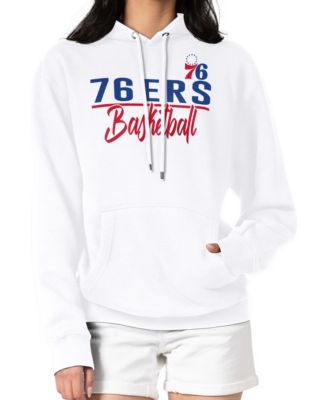 Women's White Philadelphia 76ers Graphics Fleece Pullover Hoodie