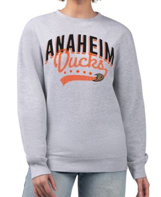 Women's Heather Gray Anaheim Ducks Filigree Team Graphic Fleece Pullover Sweatshirt