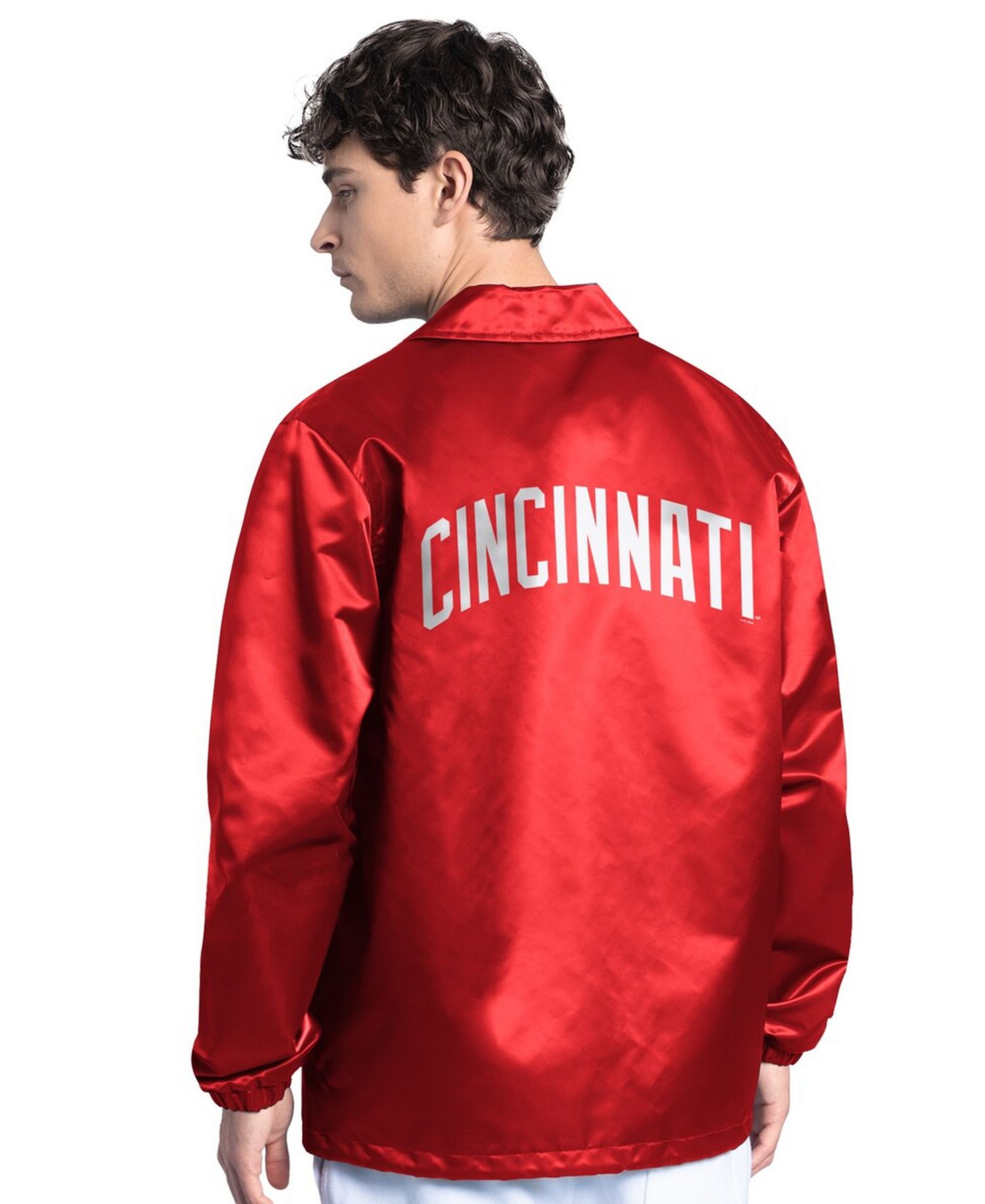 Men's Red Cincinnati Reds Cooperstown Collection Point Man Full-Snap Coaches Jacket