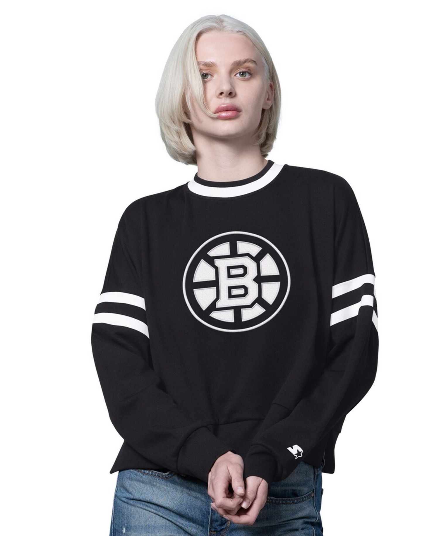 Women's Black Boston Bruins Rally Fleece Cropped Sweatshirt