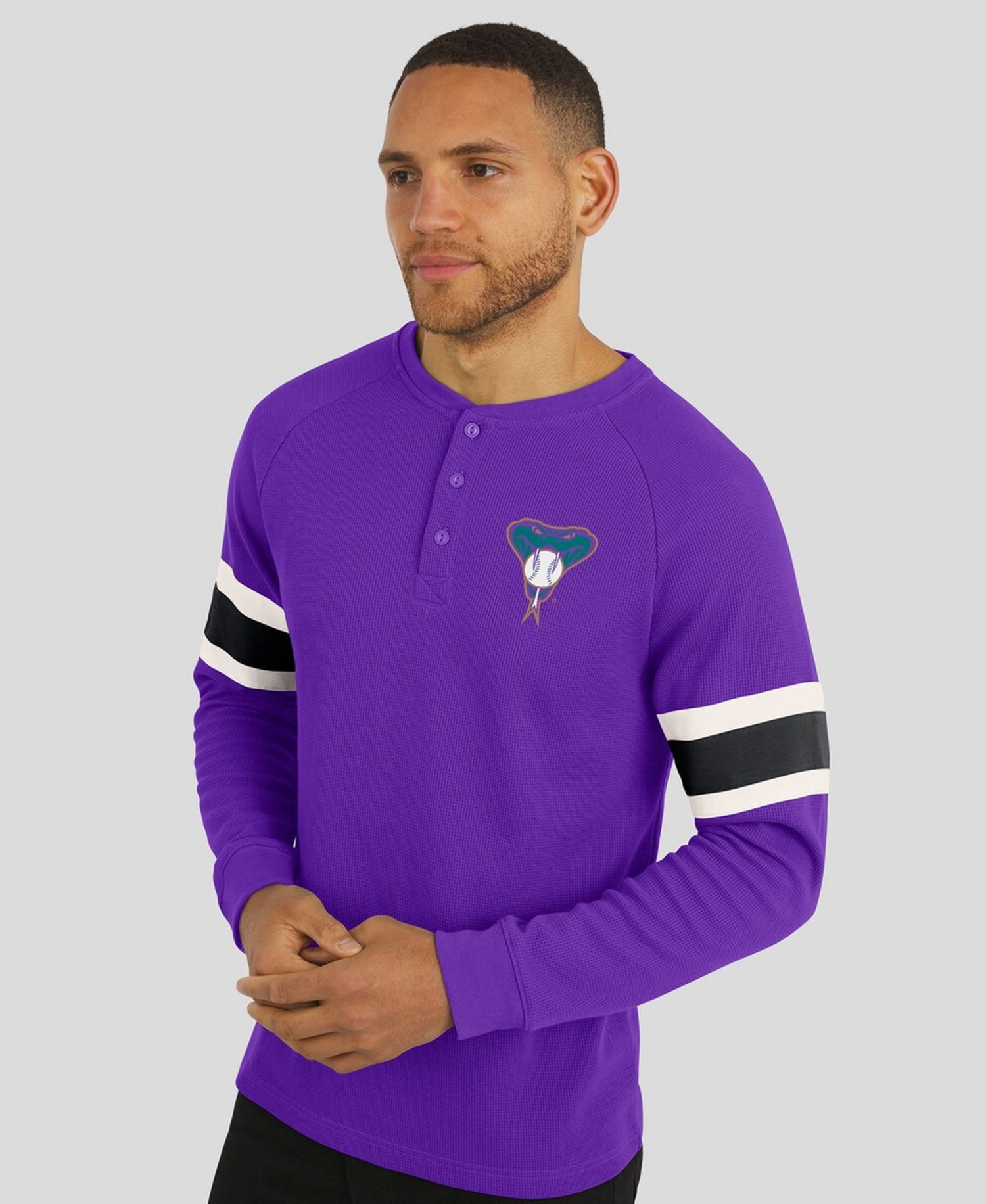 Darius Rucker Collection By Men's Purple Arizona Diamondbacks Waffle-Knit Raglan Long Sleeve Henley T-Shirt