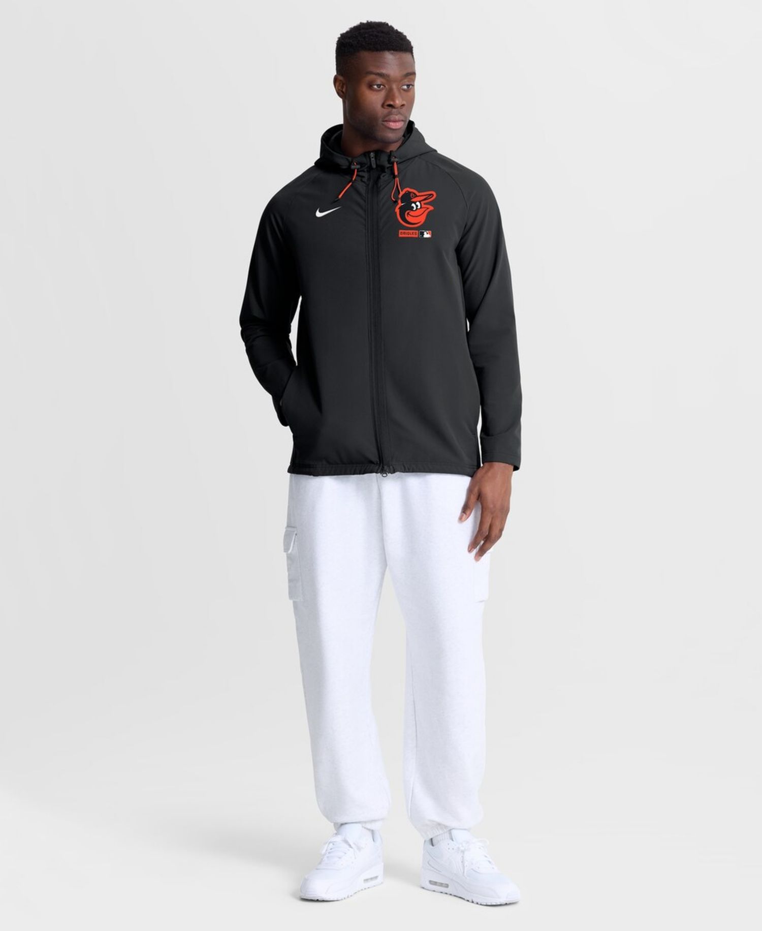 Men's Black Baltimore Orioles Authentic Collection Raglan Therma-FIT Full-Zip Hooded Jacket