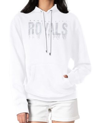 Women's White Kansas City Royals Metallic Drop Fleece Hoodie