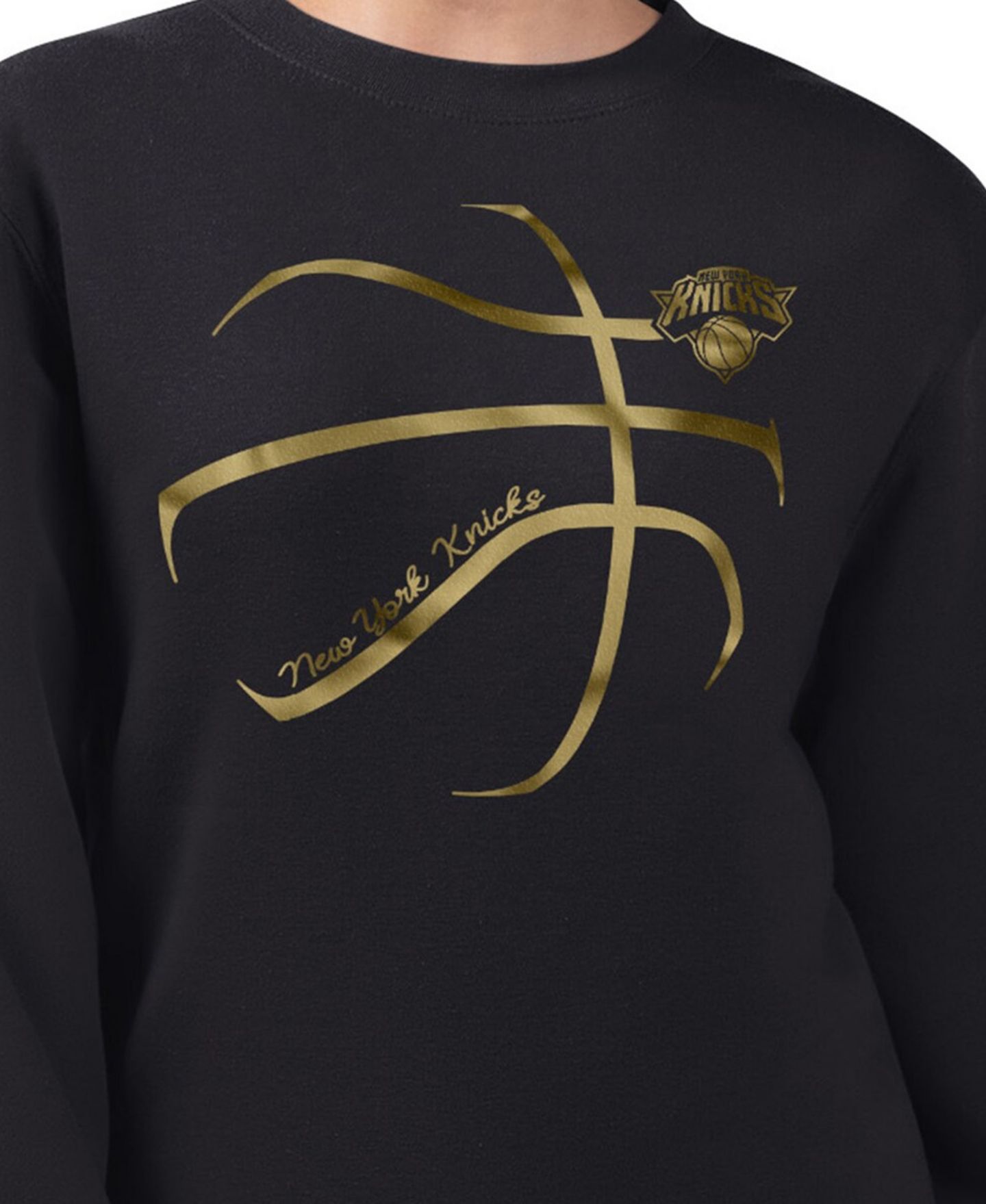 Женский свитшот G-III 4Her by Carl Banks Black New York Knicks Metallic Print Basketball Sketch Fleece — фото 3
