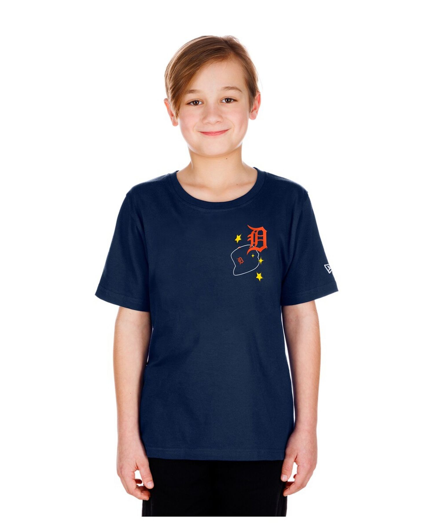 Big Boys and Girls Navy Detroit Tigers Stars Cap T-Shirt