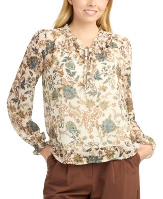 Juniors' Print Clip Dot Top