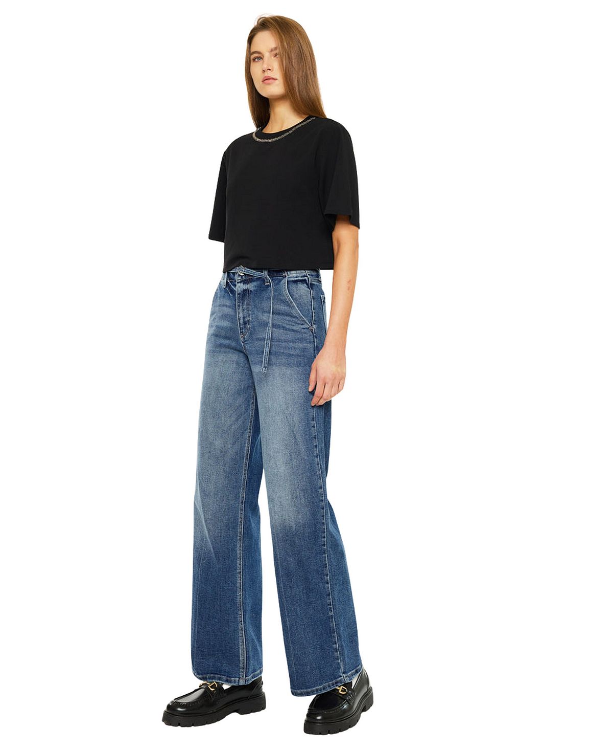 KanCan Women's Leah Ultra High Rise Wide Leg Jeans view 8 — MAYCSS fashion products