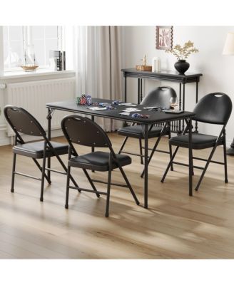 homfam Folding Table and Chairs Set of 5, 48 Inch Rectangular Card Table with 4 Upholstered Folding Chairs for Dining Room or Apartment