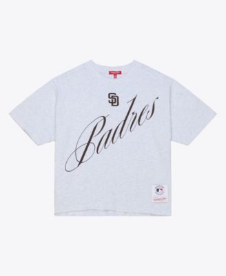 Women's Heather Gray San Diego Padres Script Cropped Boxy T-Shirt