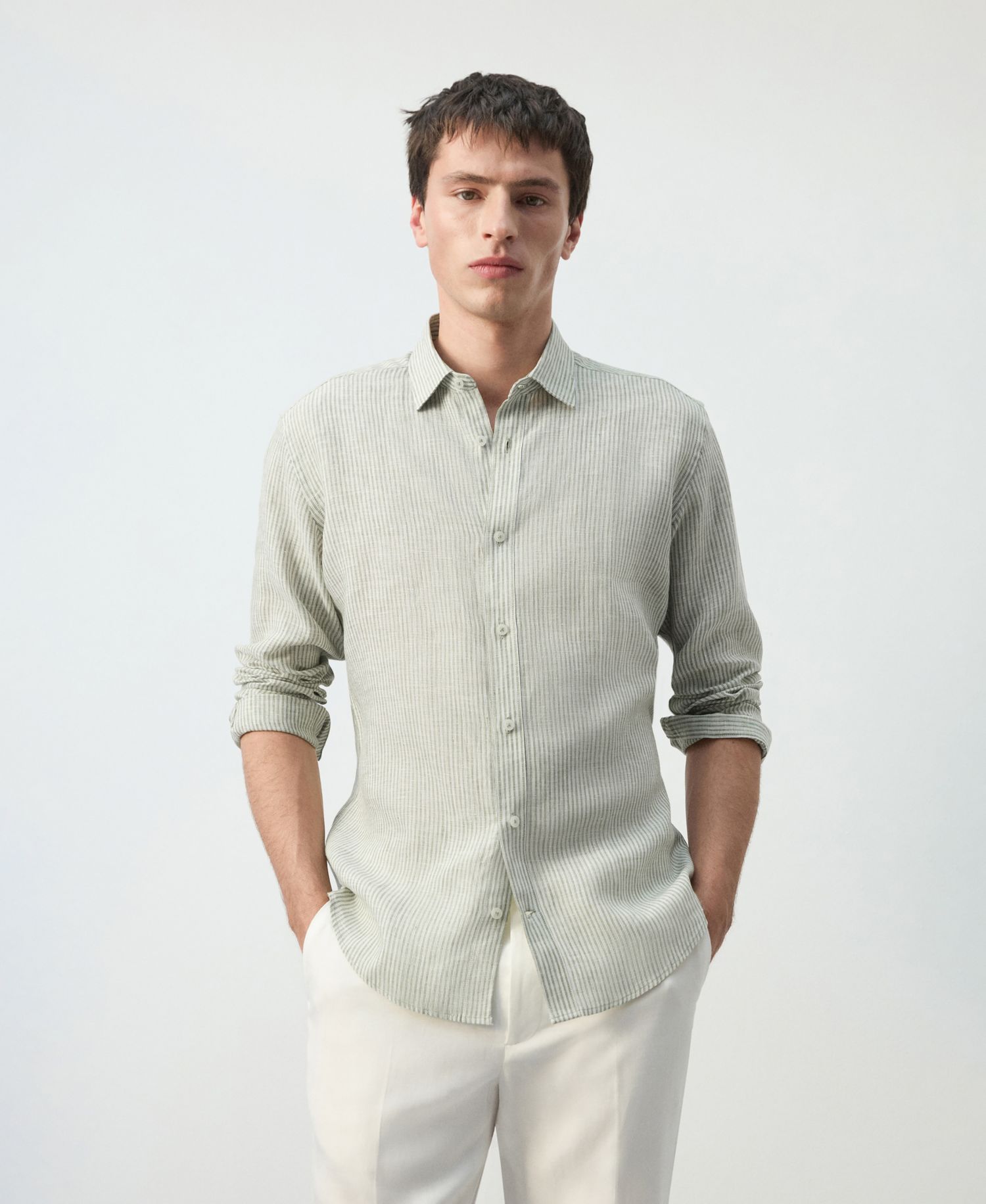 Men's Linen Striped Regular-Fit Shirt