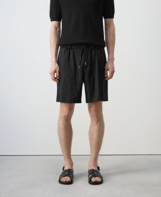 Men's Drawstring Detail Linen 7.48" Bermuda Shorts