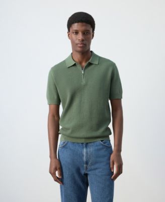Men's Zipper Knitted Polo Shirt