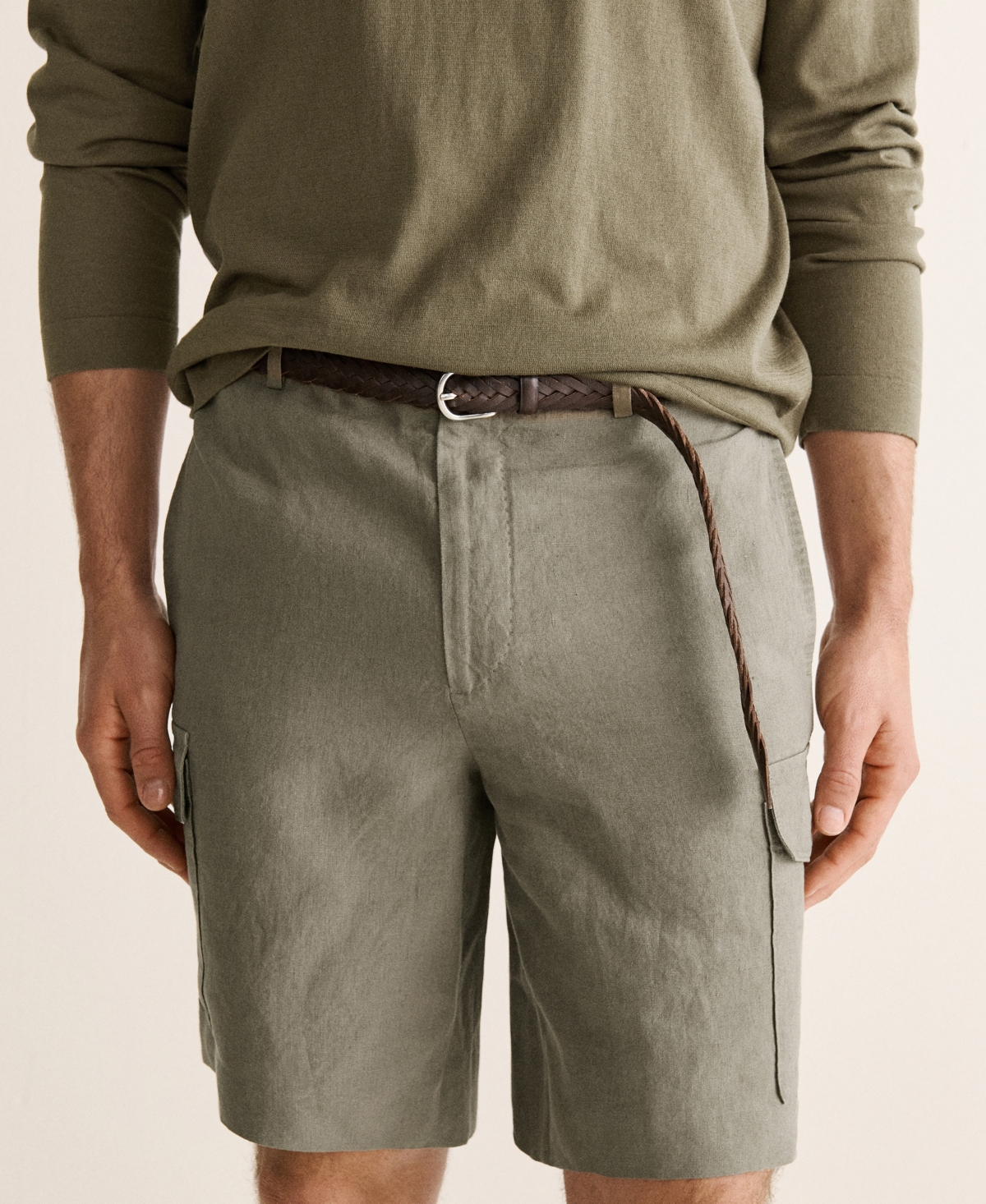 Mango Men's Cargo Linen 9.06" Bermuda Shorts