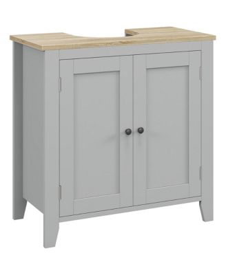  Bathroom Vanity Pedestal Sink Cabinet with U Shaped Cut Out and Adjustable Shelf