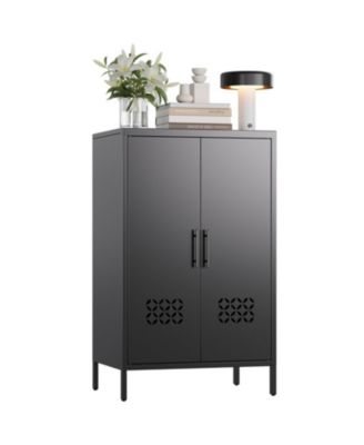 42 Inch Metal Storage Cabinet with Doors, Sideboard Organizer with Adjustable Shelves for Home Office
