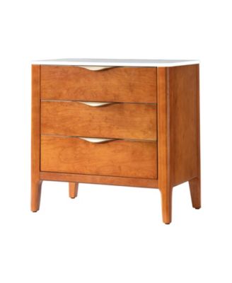 Giuseppina Modern 25.75'' W 3-Drawer Elegant Marble Top End Table with Built-In Power Outlet