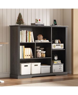 6-Shelf Modern Bookcase With Tri-color Sensor Light