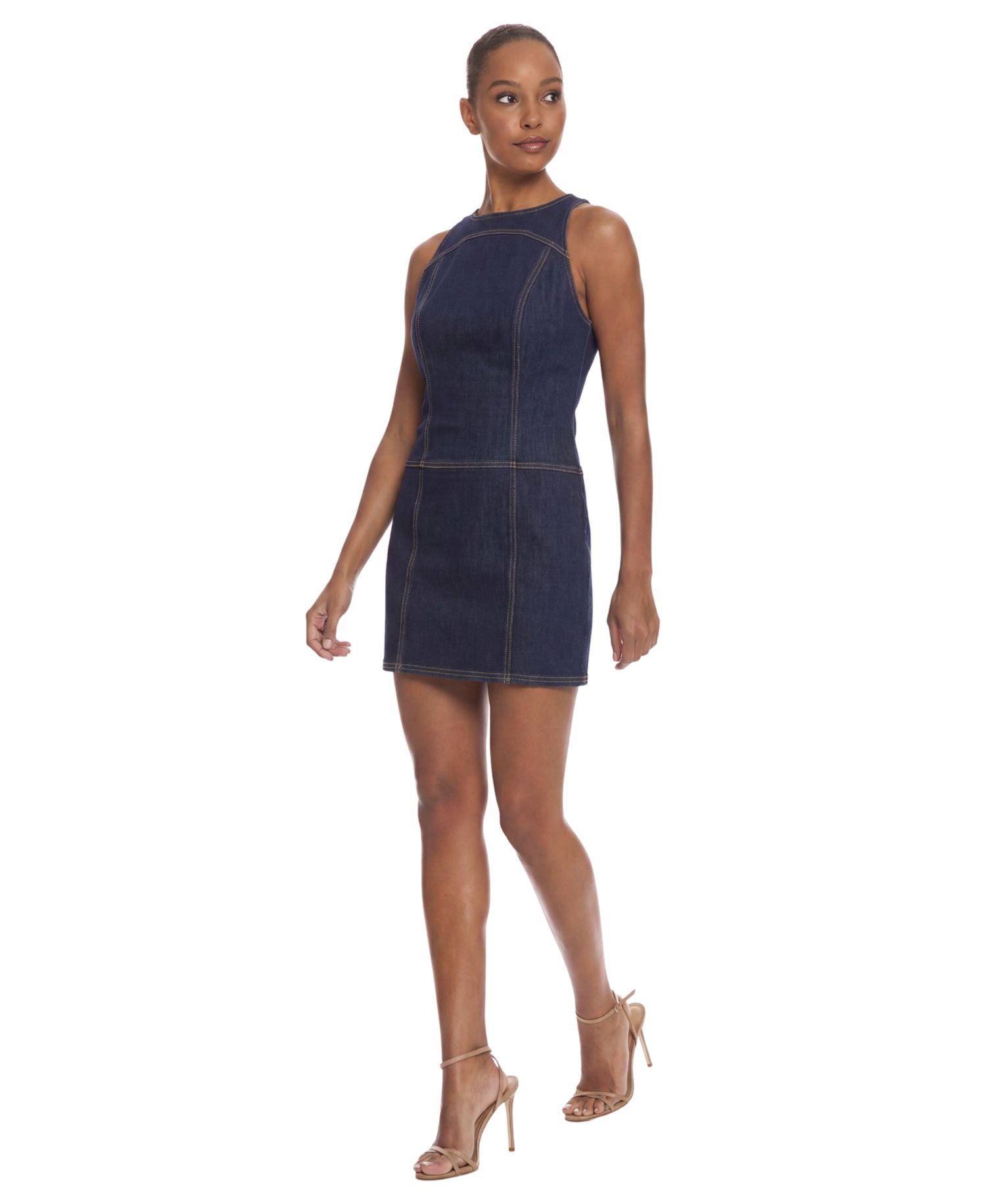 Women's Crewneck Denim Mini Dress