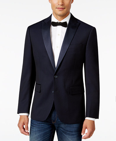 Ryan Seacrest Distinction Men's Slim-Fit Blue Geo Dinner Jacket, Only at Macy's
