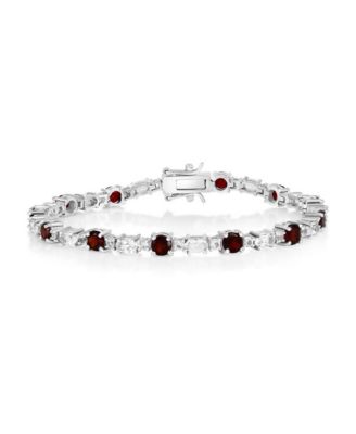 Garnet and Topaz Oval and Round Bracelet in Sterling Silver
