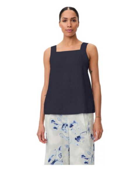 Женский топ Masai Copenhagen Madisa Linen Square Neck, цвет: Тёмно-синий