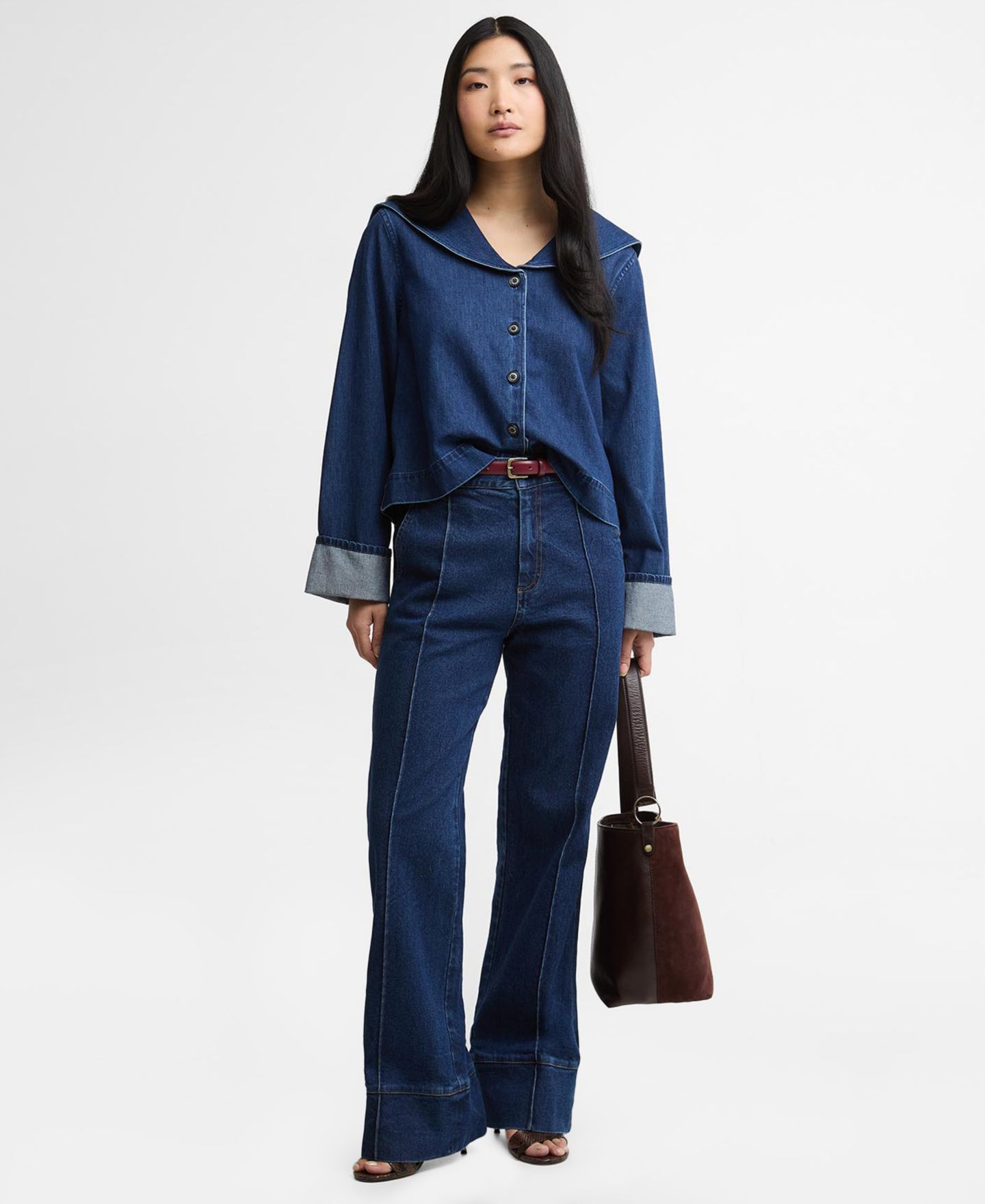 Женские джинсы Barbour Cartmel Zippered High-Rise-Jeans, цвет: Тёмный индиго — фото 2