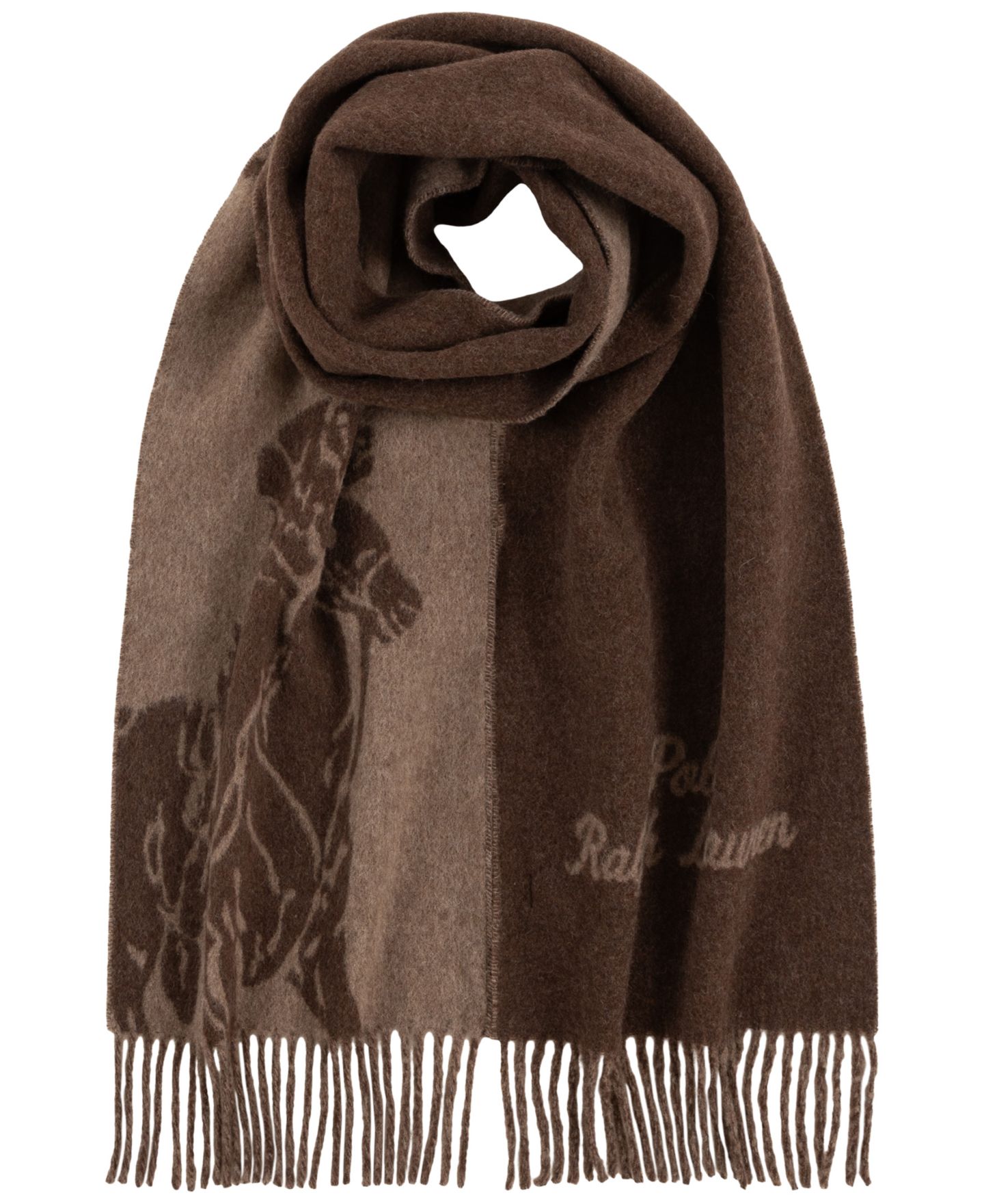 Мужской шарф Polo Ralph Lauren Big Pony Jacquard, цвет: Коричневый / Верблюжий — фото 2