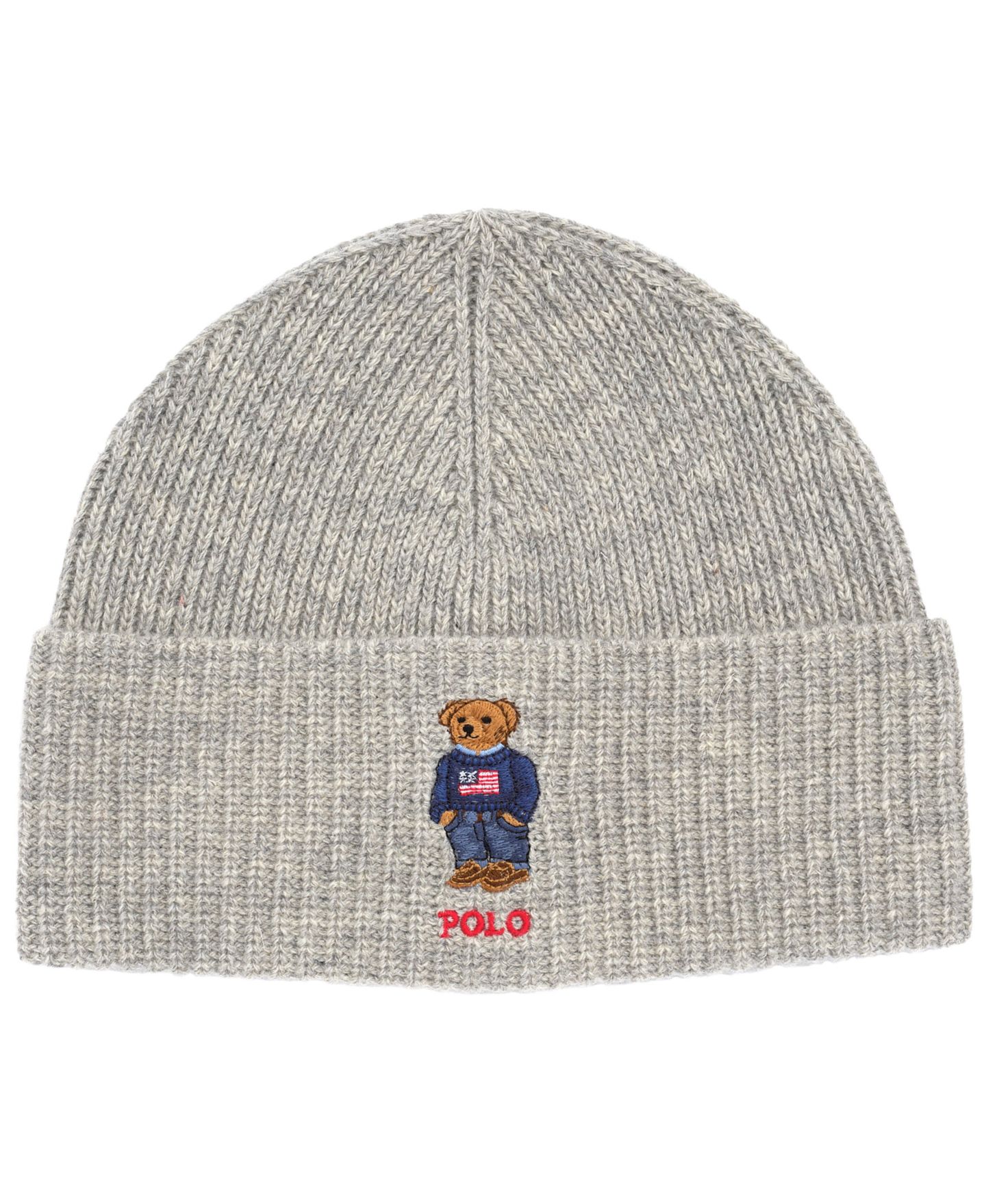 Мужская шапка Polo Ralph Lauren Solid Flag Bear Beanie, цвет: Угольный меланжевый — фото 1