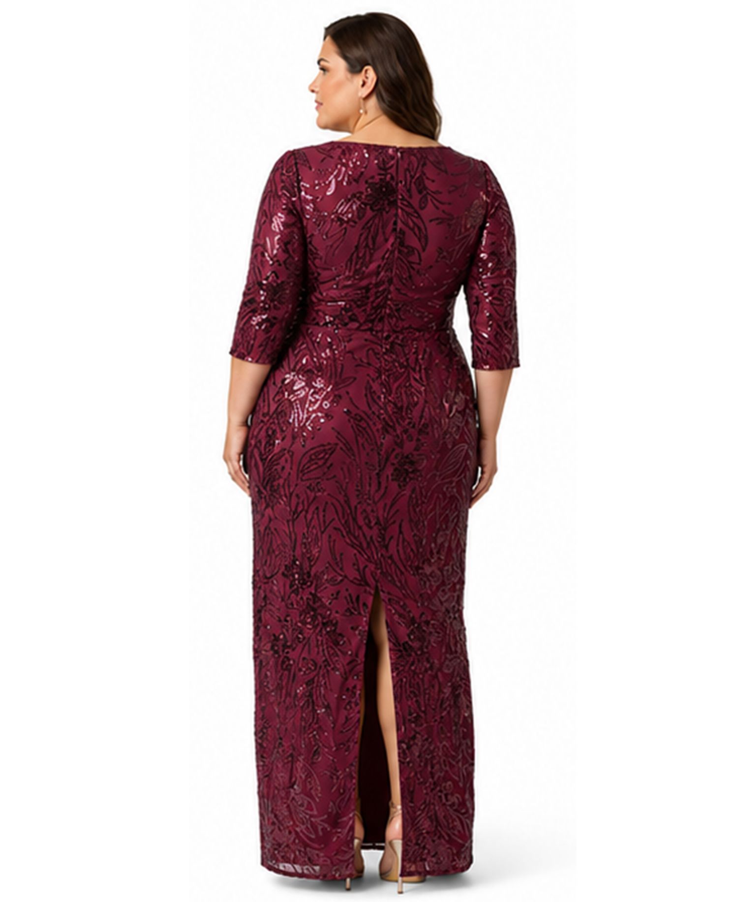 Plus Size V-Neck Column Gown