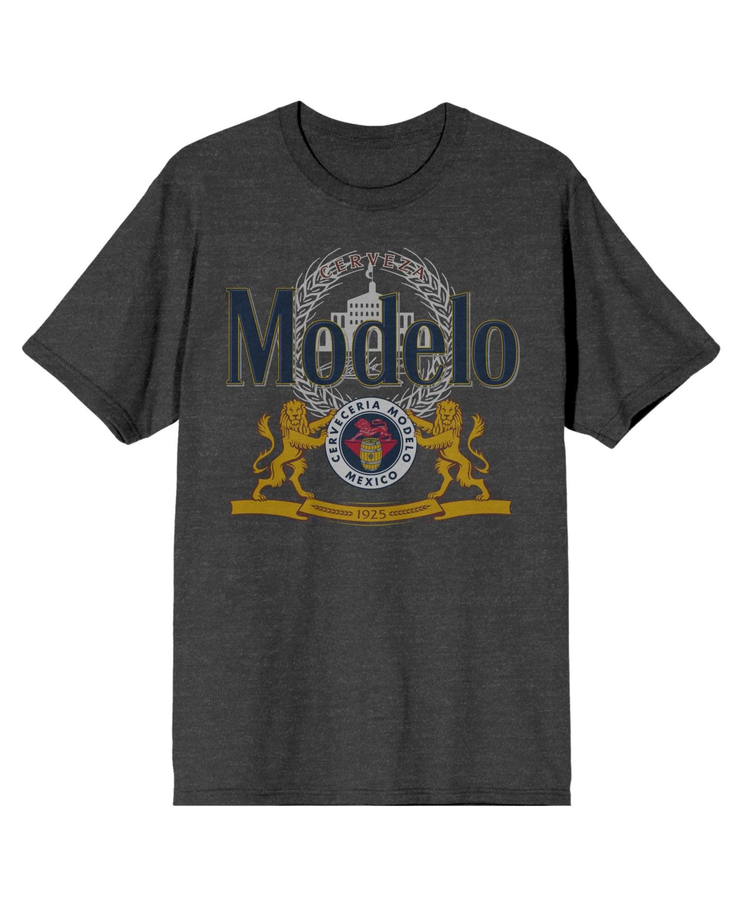 Men's Beer Logo Crest Charcoal Heather Graphic Tee-Small