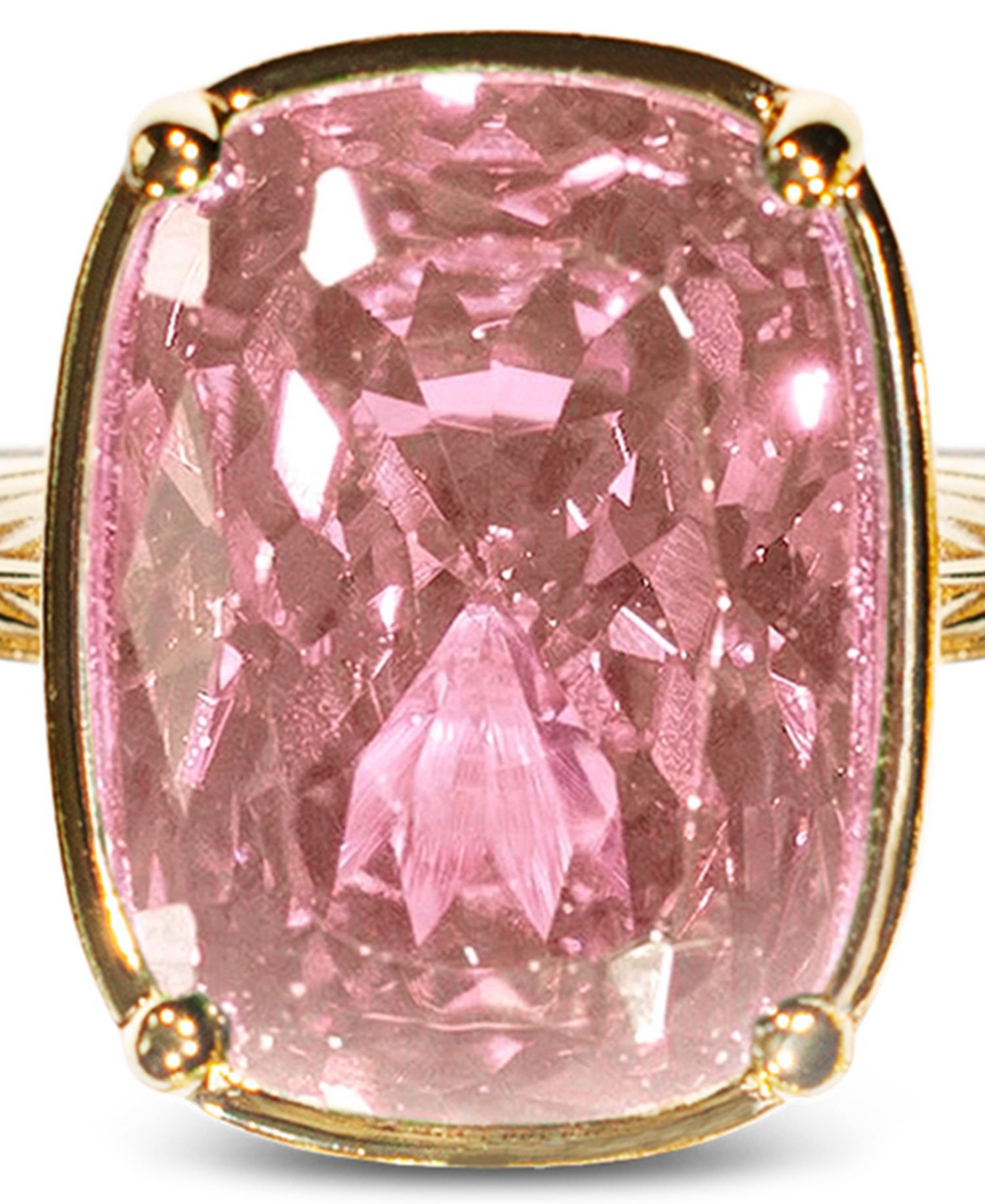 Elongated Cushion Pink Sapphire Cubic Zirconia Cocktail Ring