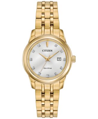 Citizen - Women's Pairs Diamond Accent Gold-Tone Stainless Steel Bracelet Watch 28mm EW2392-54A
