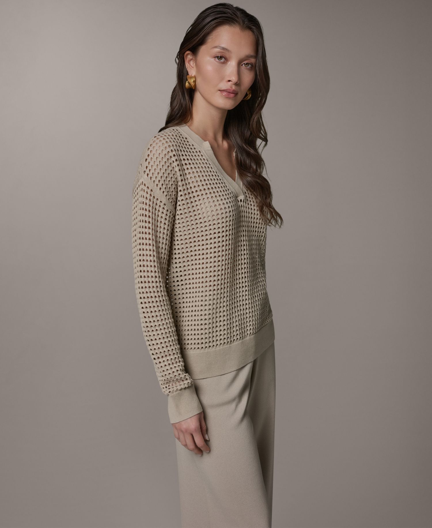 Women's Long-Sleeve Pointelle Sweater