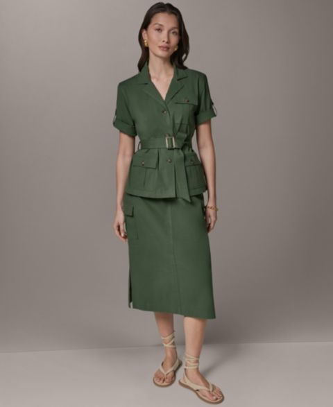 Женские куртки Donna Karan Weekend Women's Short-Sleeve Belted Safari Jacket