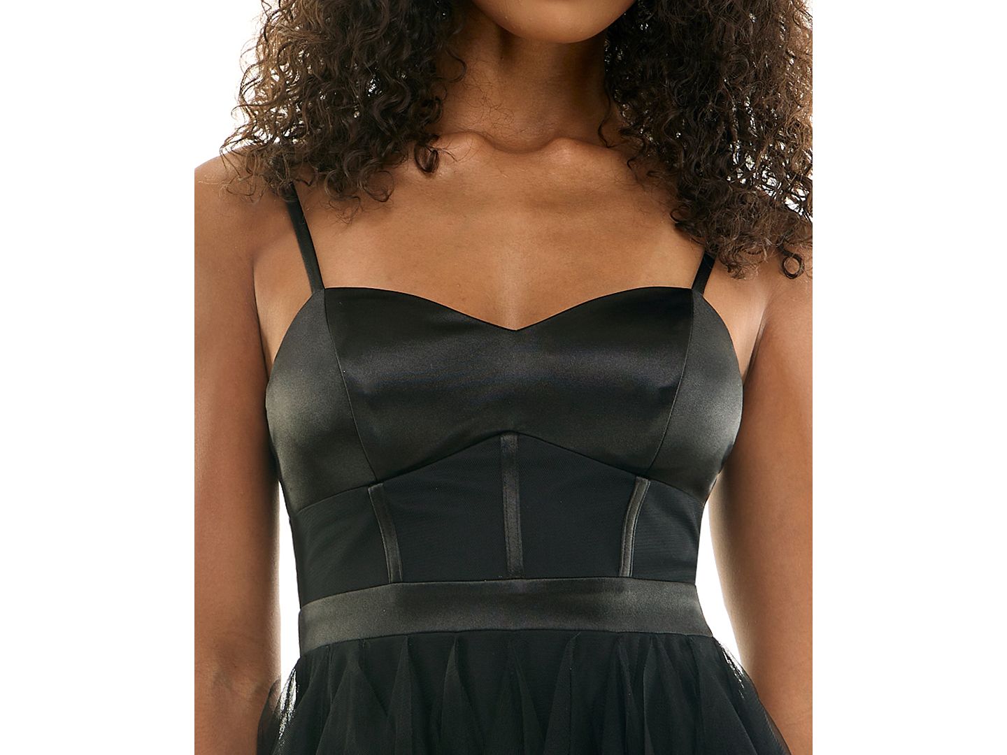 Женское платье City Studios Juniors' Satin and Chiffon Corset Fit & Flare, цвет: Чёрный — фото 4