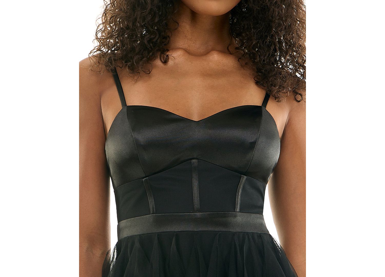 Juniors' Satin and Chiffon Corset Fit & Flare Dress