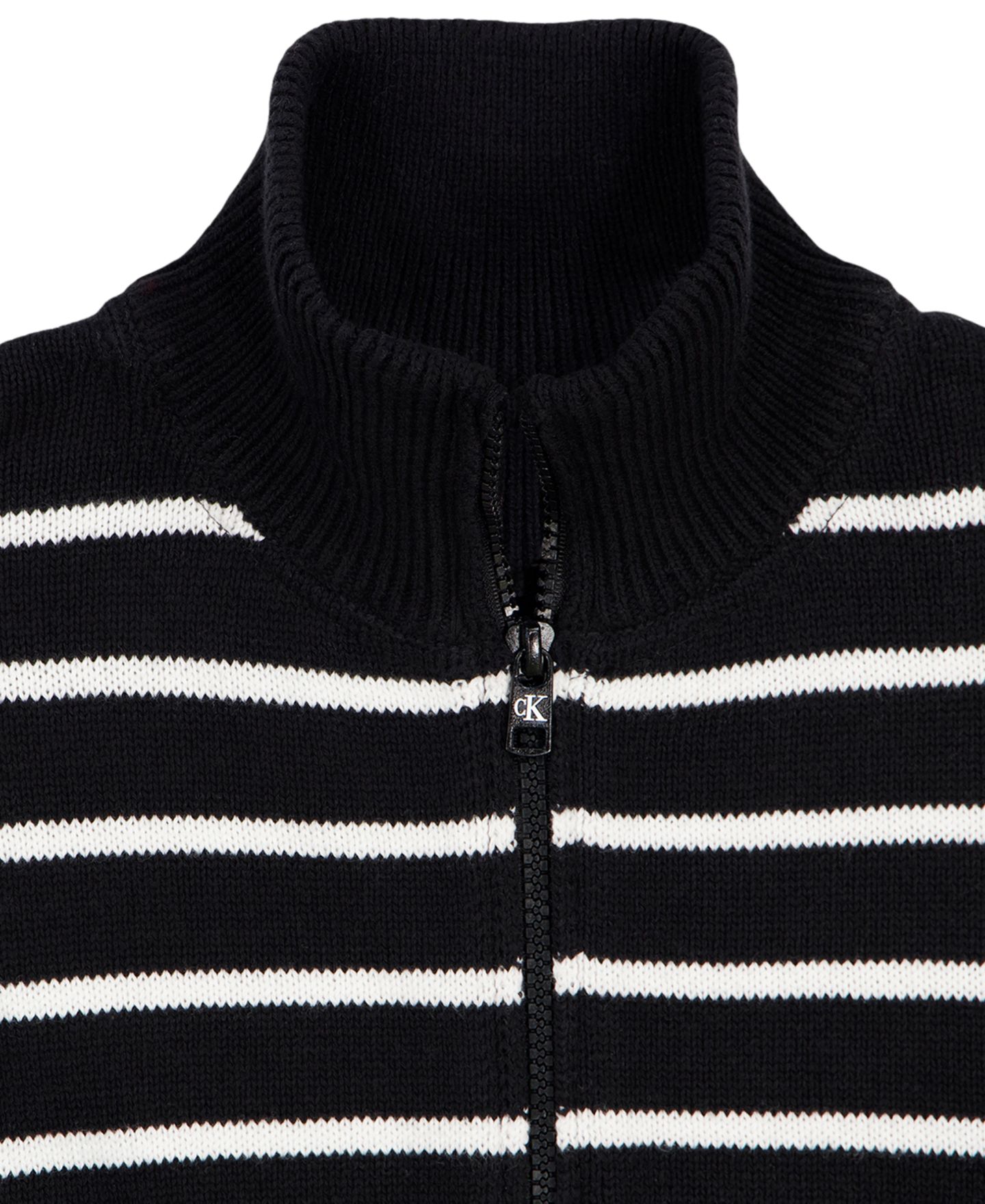 Кардиган Calvin Klein Stripe Full-Zip Cardigan Sweater для девочек, цвет: Чёрный — фото 3