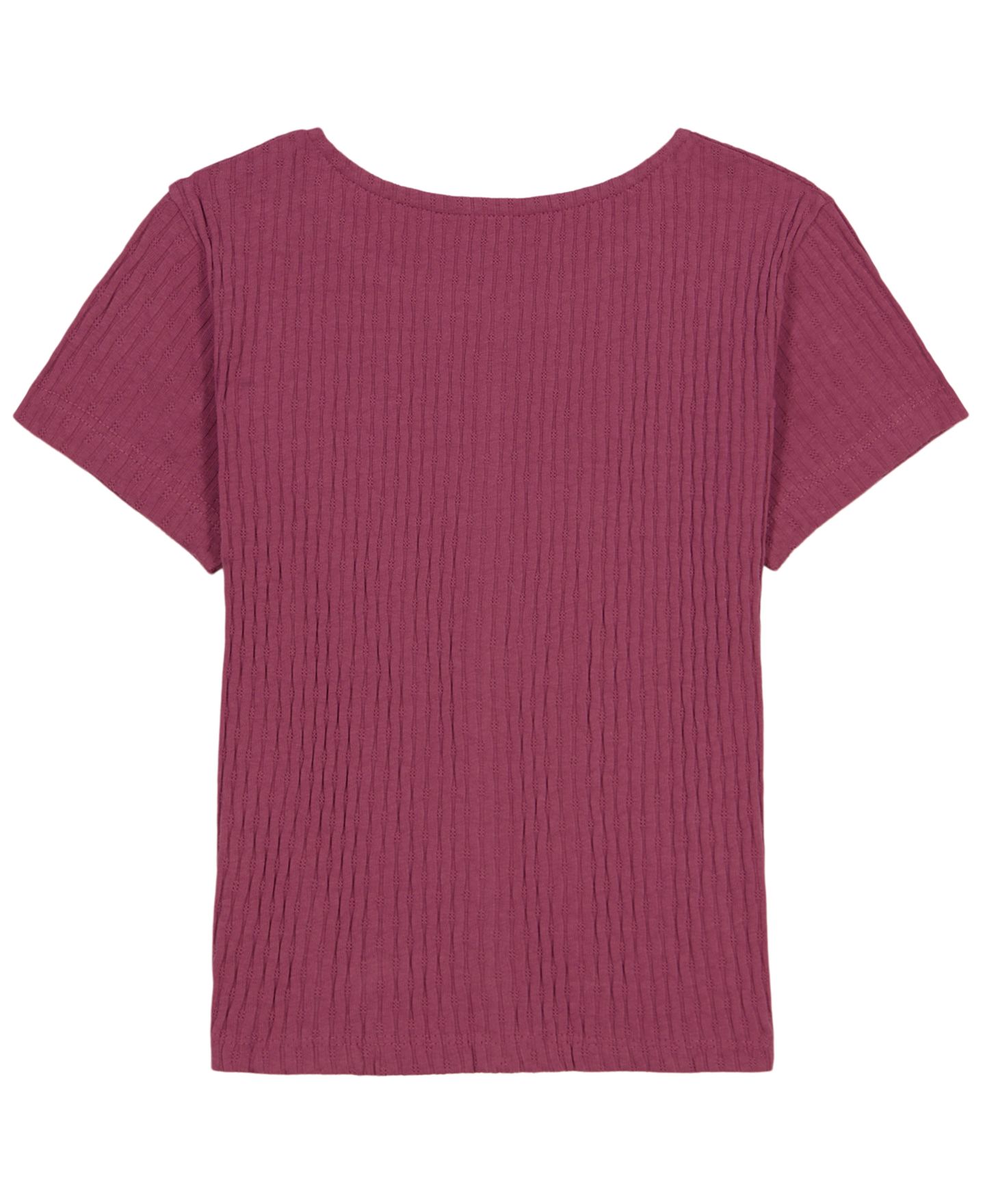 Топ Tommy Hilfiger Pointelle Rib Short-Sleeve для девочек, цвет: Ягодный — фото 2