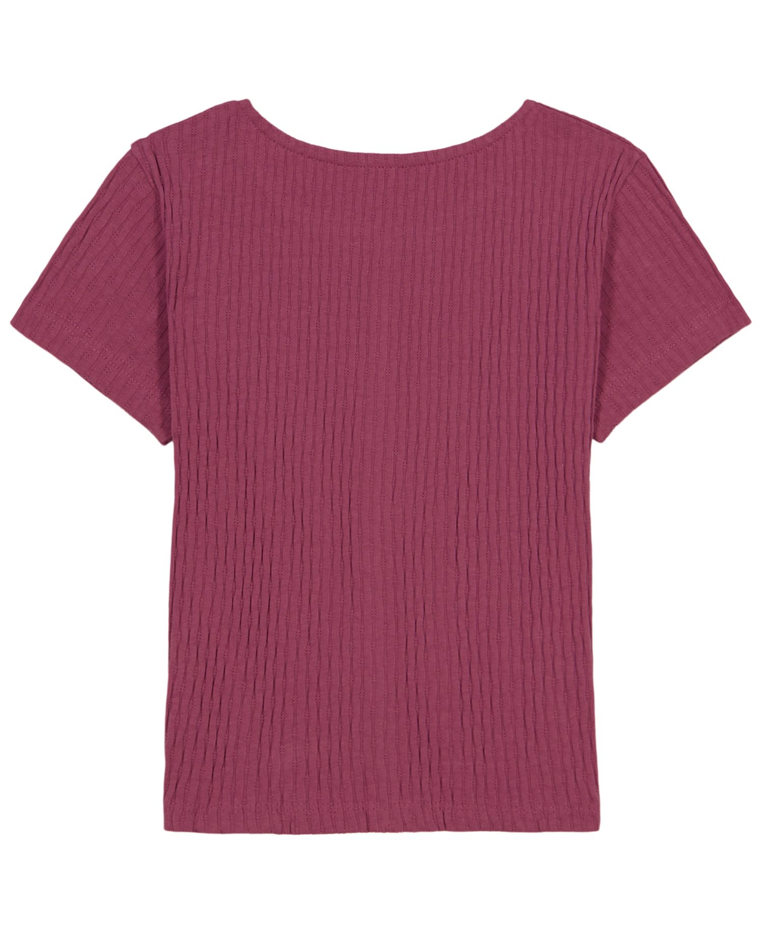 Girls' 7-16 Pointelle Rib Short-Sleeve Top