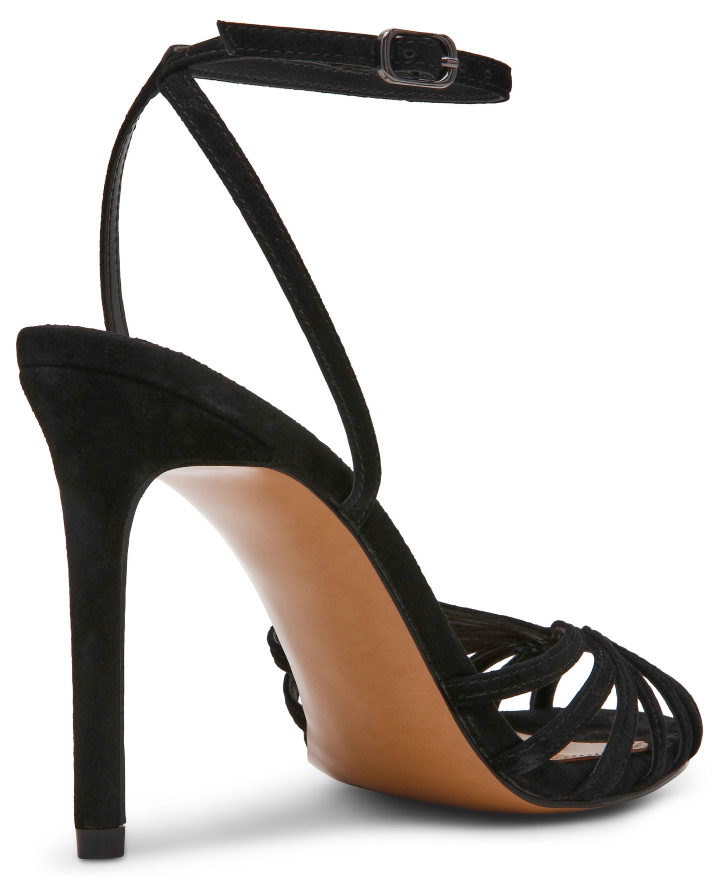 Женские сандалии Steve Madden Mizuna Strappy Dress Sandals, цвет: Чёрный замшевый — фото 7