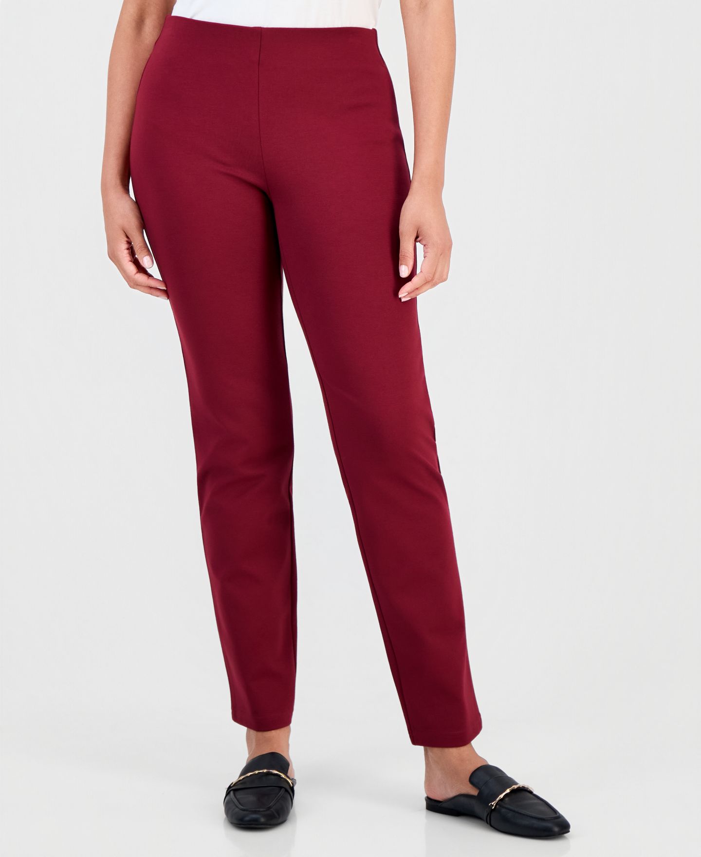 Женские брюки JM Collection Ponte-Knit Pull-On Ankle, цвет: Вишнёвый — фото 2