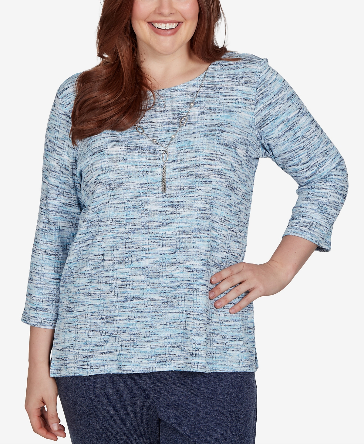 Alfred Dunner Women's Space Dye 3/4-Sleeve Top