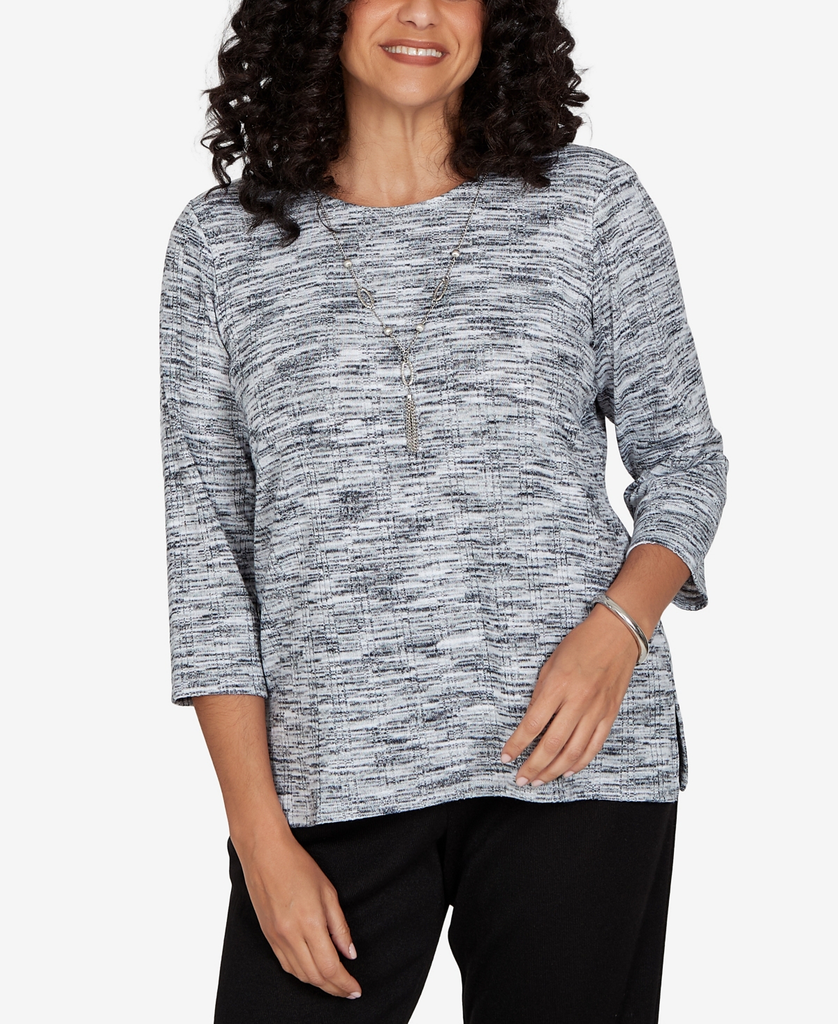Alfred Dunner Women's Space Dye 3/4-Sleeve Top