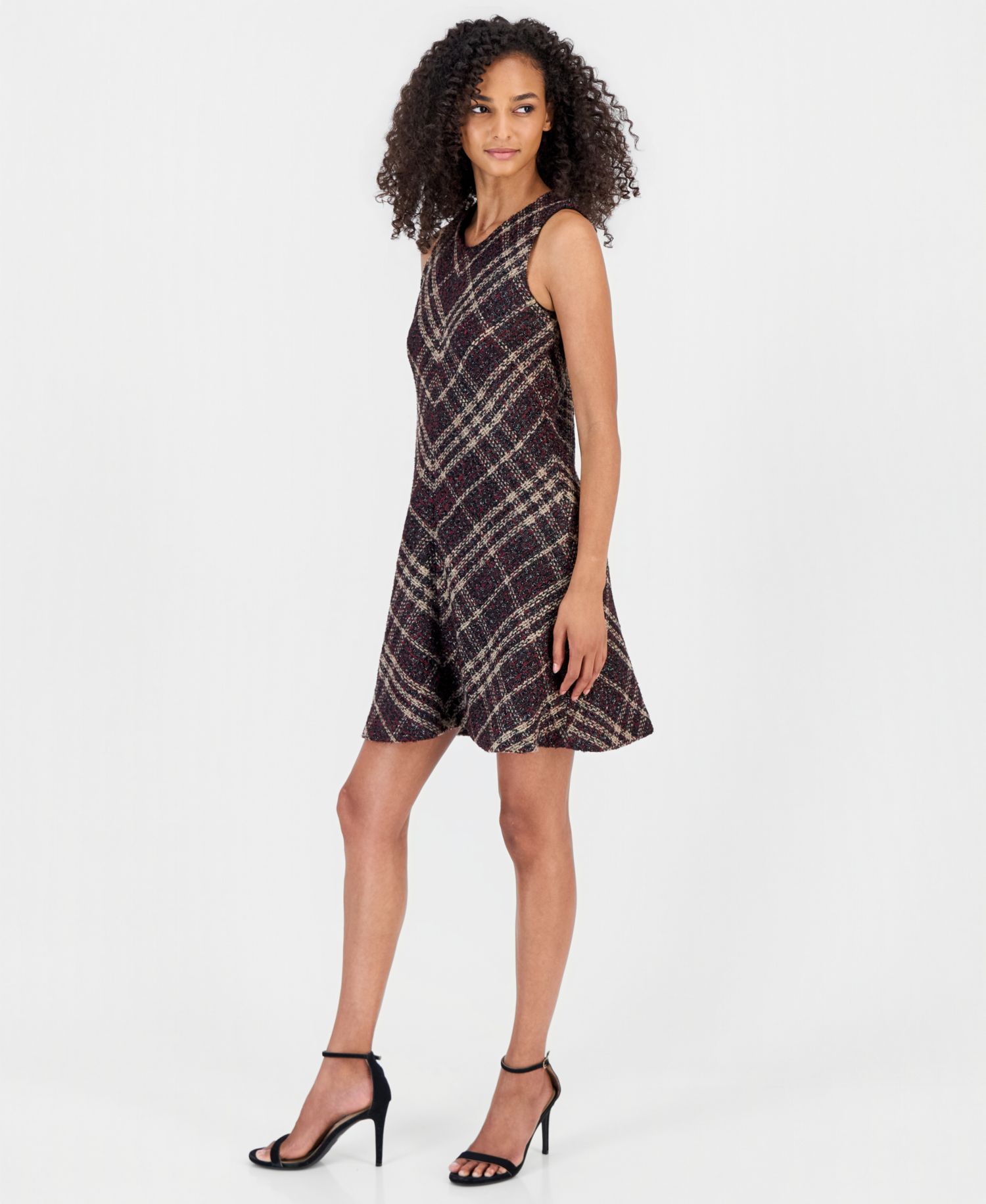 Women's Plaid Tweed A-Line Dress
