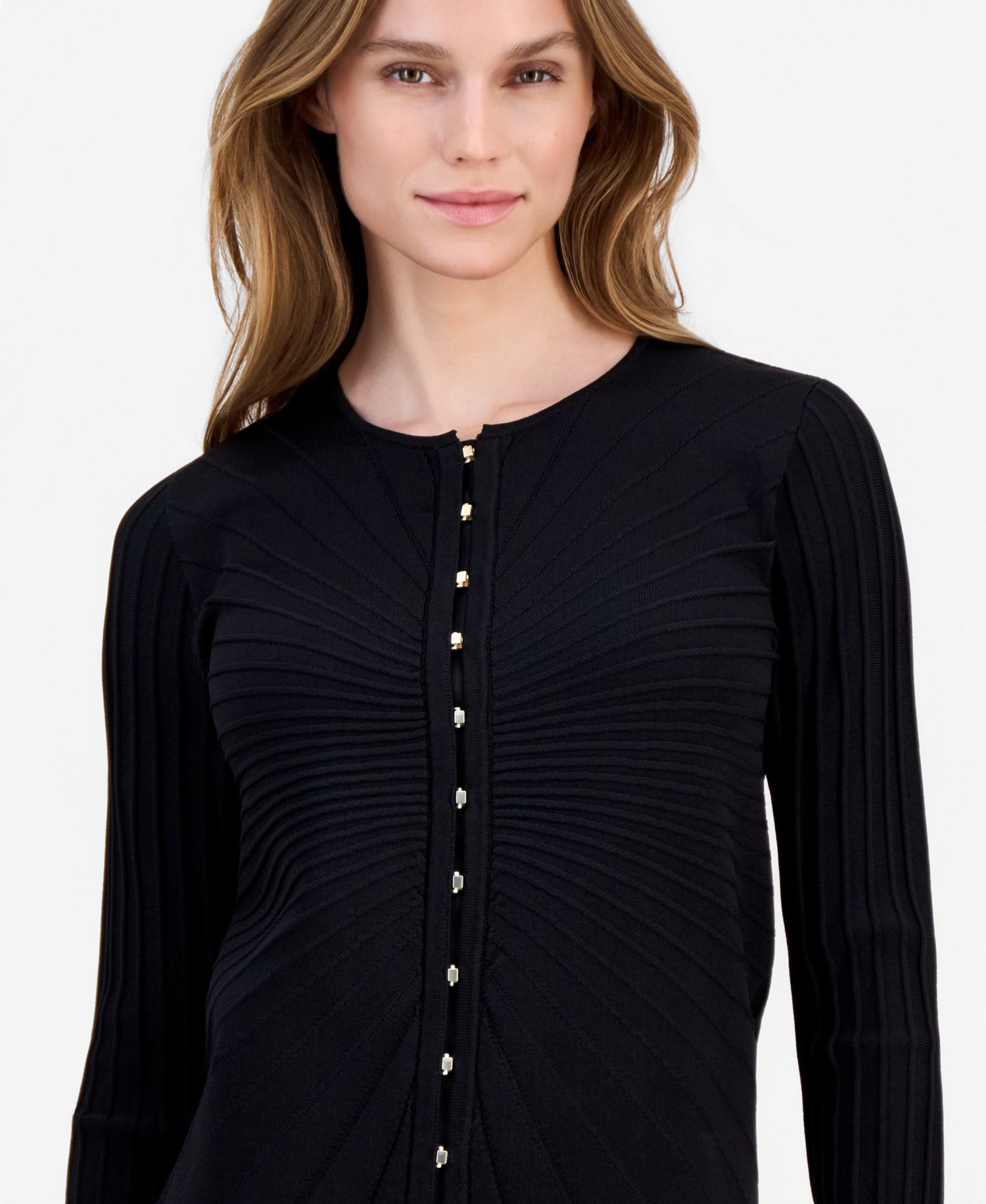Women's Boat-Neck Sunburst Cardigan Sweater