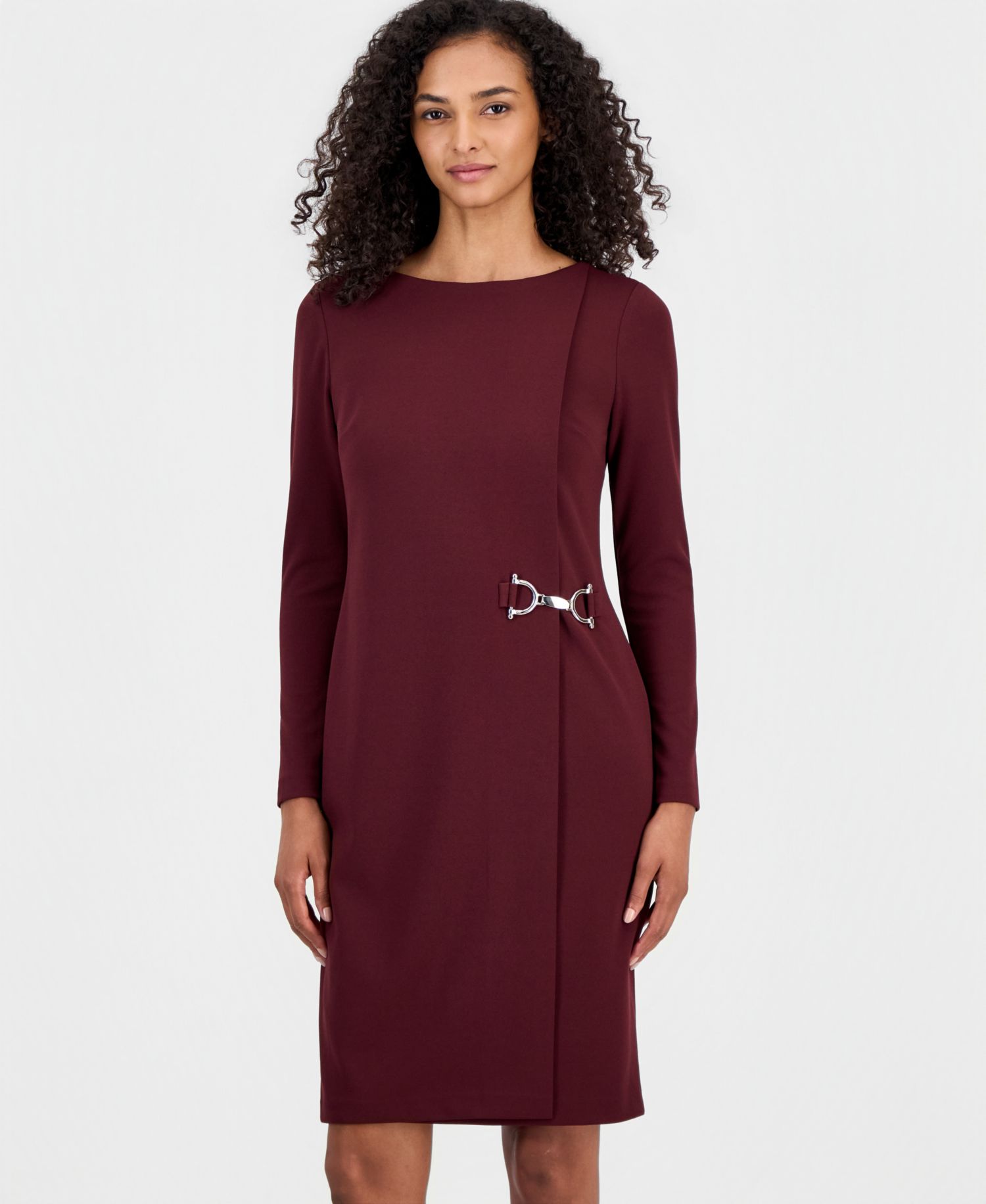 Petite Scoop-Neck Scuba Crepe Sheath Dress