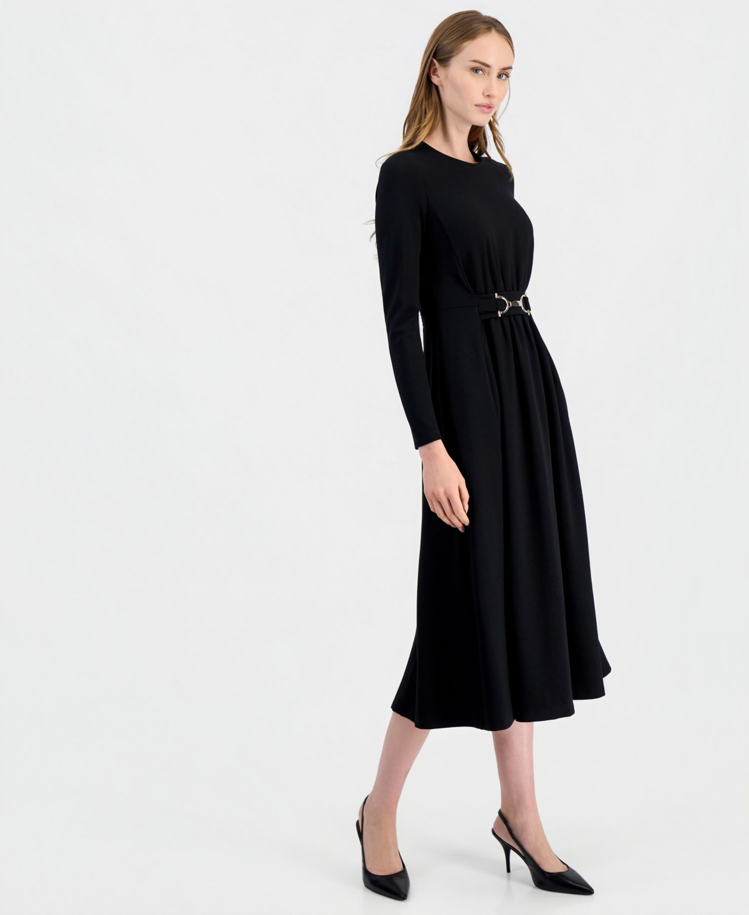 Petite Serenity A-Line Belted Midi Dress