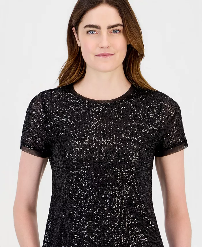 Women's Sequin Crewneck Short-Sleeve Tee - thumbnail 2