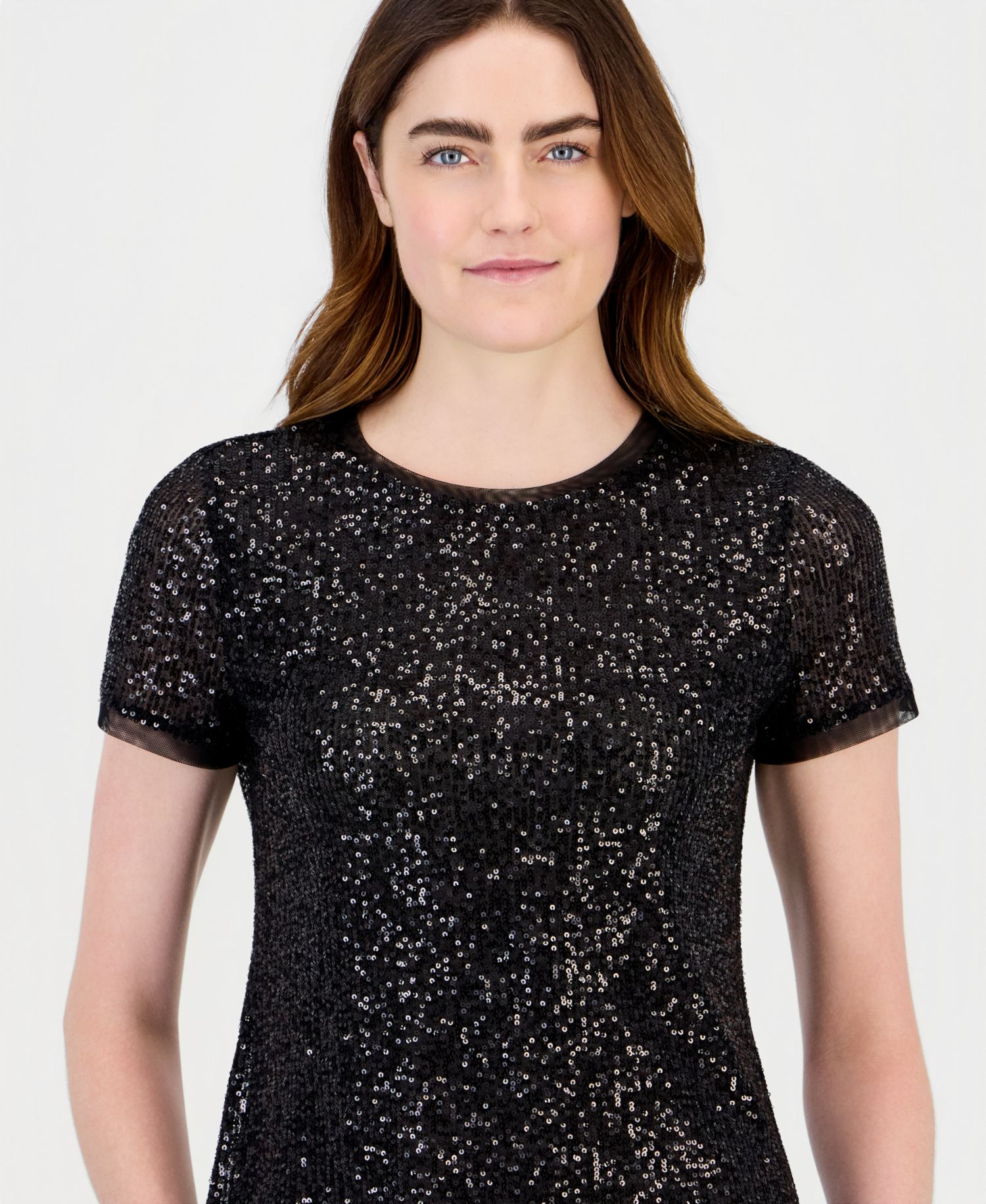 Women's Sequin Crewneck Short-Sleeve Tee