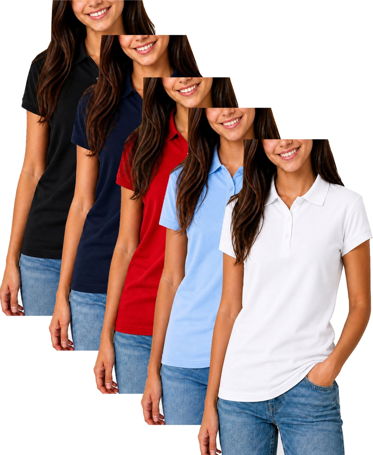 Galaxy By Harvic Women's Short Sleeve School Uniform Pique Polo Shirt- Pack